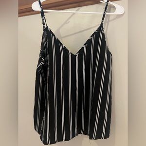 Black spaghetti strap shirt with white stripes